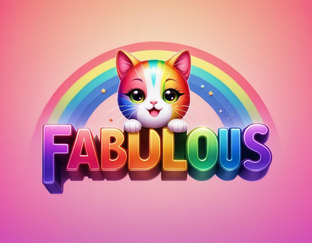 A Fabulous Rainbow Cat is Posing for the Camera