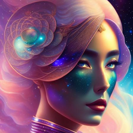 Syrdrin, You are the universe experiencing itself., universe fulfilling the body, fantasy, renaissance aesthetic, star trek aesthetic, pastel colors aesthetic, intricate fashion clothing, highly detailed, surrealistic, digital painting, concept art, sharp focus, illustration