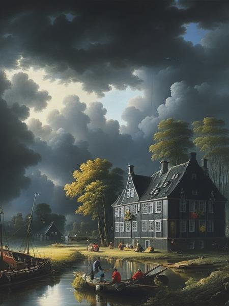 <lyco:SalomonvanRuysdael:1.0> Bas Meelker, Salomon van Ruysdael, Sakia Boelsums, Jacob van Ruisdael, Martin Kers, Jan van Goyen, Kodacolor, cinematic, dramatic lighting,