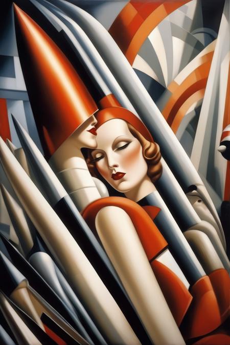 <lora:Tamara De Lempicka Style:1>Tamara De Lempicka Style - epic high detail. rocket in the Art Deco style by Tamara de Lempicka.