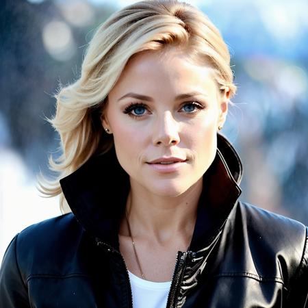 juliebowen, an attractive woman, on a (mountain-top), wearing a (coat), (heavy-rainstorm:1.1), (8k, best quality, depth of field, ultra high res:1.2), (absurdres, intricate, photorealistic, masterpiece, ultra-detailed, Unreal Engine:1.3)