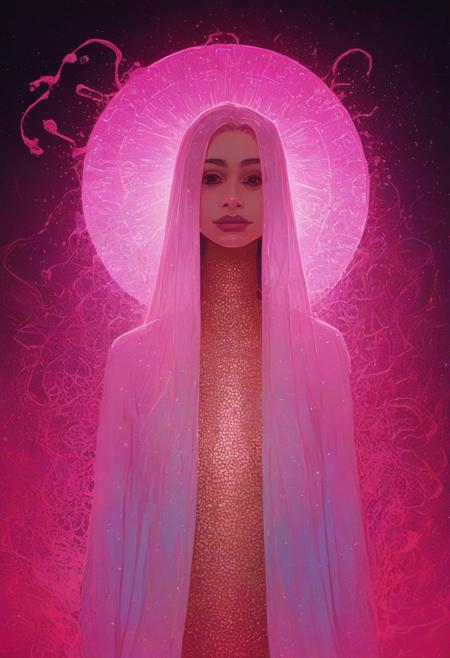 score_9, score_8_up, score_7_up, (absurdres, best quality, masterpiece:1.4), score_9, score_8_up, score_7_up, score_6_up, detailed, detailed body, detailed face, fantasy, lora:add-detail-xl:1.5, easynegative, anime, surrealism, expressiveh, deedees, g4n1m3, comicbookpage style, (glowing iridescent skin), (lavender and gold shifting skin), (translucent hair flowing like liquid crystal), (hyper-realistic hair reflections), (large almond-shaped black eyes), (enigmatic allure), (elaborate, flowing robe), (dynamic geometric layers), (liquid-like fabric movement), (three-dimensional digital shading), (chaotic swirl of fragmented shapes), (abstract lines and vivid color splashes), (smooth textures), (glitch effects), (gradient mapping), (dreamlike, surreal quality), (bold fluid composition), (motion blur), (digital layering), (immersive mystical atmosphere), (swirling energy of colors and textures), (digital light flares), (neon glows), (otherworldly ethereal feel), (ethereal atmosphere), (highly detailed digital techniques), (polished textures), (reflections that catch light in subtle gradients), (bold abstract background), (surreal, mystical environment), g0thicPXL, glowing, neon.