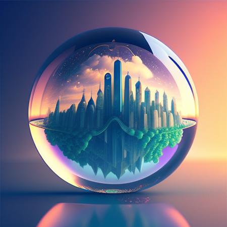 (orbai)++, a glass ball with a city inside