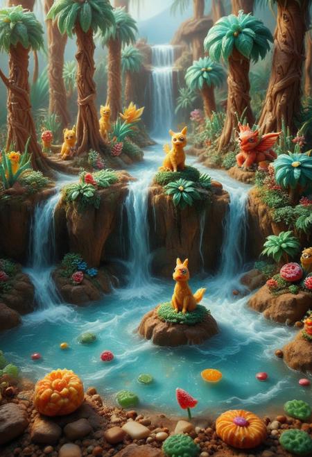 candy,tilt-shift photo of best quality double exposure complex surreal painting on cracked paper, macro, microworld,  hyperdetailed,   insanely detailed, surreal, tiny genie spirit creature, flying oasis landscape placed inside a cup on the table in room. waterfall, lotus flowers,temple palms desert filigree, table cinematic, big eyes 32k, by Rockwell, WLOP Ryniac, Craola, Disney, van Gogh, highly detailed, intricated, intricated pose, high quality, centered, perfect composition.,
<lora:Midjourney_-_SemiReal_Dreams_FLUX_LoRA:1>,<lora:hyper-detail-illustration:1>, Selective focus, miniature effect, blurred background, highly detailed, vibrant, perspective control