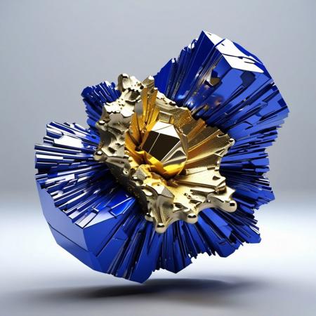 Samarium-Cobalt colliding with rhodium gold in 3d print .Ultra High Definition 64K, Detailed and Intricate, Digital Art, Photo, Realistic, Cinematic, Studio Lighting, Beautiful Lighting