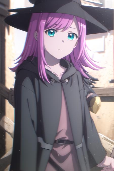 handymanraichee, <lora:handyman raichee s1-lora-nochekaiser:1>,
raichee, long hair, hat, (green eyes:1.3), pink hair,
BREAK hat, belt, cape, witch hat, cloak,
BREAK outdoors, dungeon, cave,
BREAK looking at viewer, (cowboy shot:1.5),
BREAK <lyco:GoodHands-beta2:1>, (masterpiece:1.2), best quality, high resolution, unity 8k wallpaper, (illustration:0.8), (beautiful detailed eyes:1.6), extremely detailed face, perfect lighting, extremely detailed CG, (perfect hands, perfect anatomy),