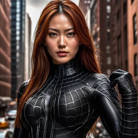 score_9, score_8_up, score_7_up, best quality, realistic, masterpiece, beautiful detail, hyperrealistic, ((1girl, woman body, big breasts)), amazing detailed full body of a beautiful korean mary jane, wearing a realistic and highly detailed black raimi spider-man suit, ((huge muscular girl)), professional model wears ultra - detailed black raimi spider - man suit, ultra - detailed and grained black raimi spiderman suit, suit covered entire body and hand, black spiderman gloves, wet, (close up selfie pose), octane render, highly detailed, volumetric, dramatic lighting, (highest quality:1.1), (HDR:1.3), (top quality, best quality), realistic, high definition,