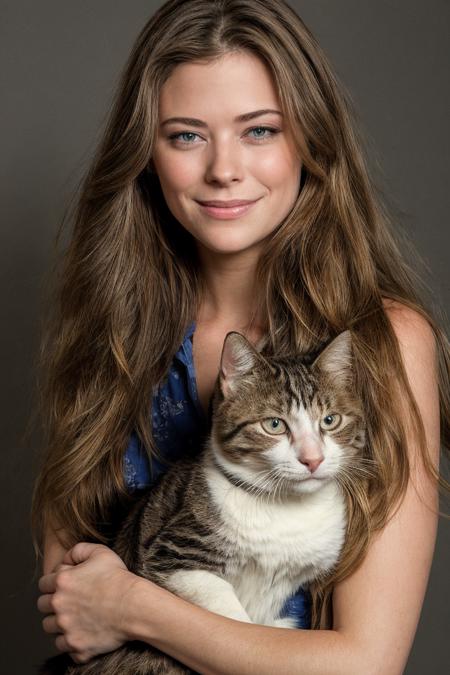 masterpiece, stunning  portrait photo of (pytn:1.0), smiling, (holding a cat:1.15)   <lora:PeytonListDogu:1>