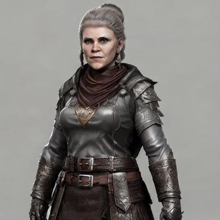 a photo of a full body character of a 70 years old (((female))) viking SWAT, award winning image, highly detailed, 16k, video game concept art, tk-char, <lora:SPBGTK-C-Enh:0.9>