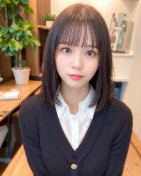 best quality, photorealistic, 8k, high res, 1girl, woman, (skindentation), (professional lighting), (portrait:0.6), (sailor school uniform:1.34), silver necklace:1.6, gorgeous, ((black hair)), (short straight hair:1.4), (eyes looking at viewer), ((looking at viewer:1.5)), (looking at the camera), photorealistic, (bokeh), (portait:0.6), (dynamic pose:1.2), sfw, smile:1, <lora:nono-3750:0.74>