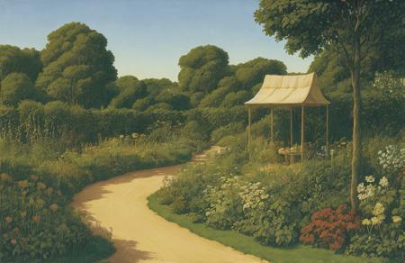 style of Roger Dean, patch ,thicket ,terrace ,garden , Steppe ,