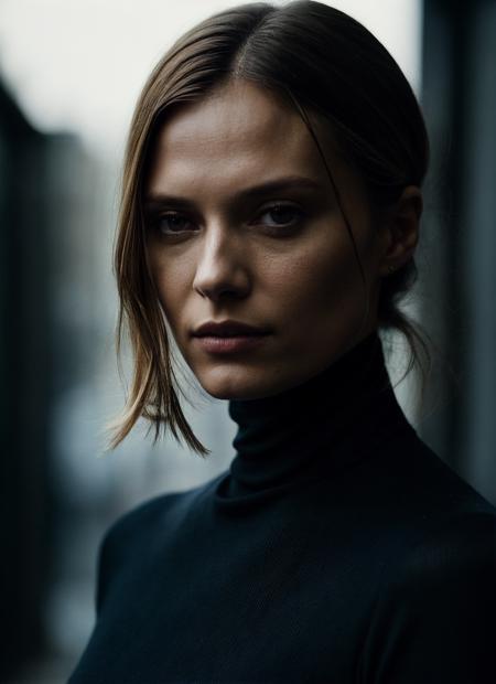 A stunning intricate full color portrait of (sks woman:1), wearing a black turtleneck, epic character composition, by ilya kuvshinov, alessio albi, nina masic, sharp focus, natural lighting, subsurface scattering, f2, 35mm, film grain, <lora:locon_vinessashaw_v1_from_v1_64_32:1>