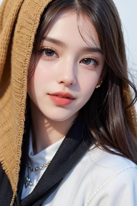 <lora:girlfriendmixV1_v10:1>,(close-up:1.4),
(RAW photo:1.2), (photorealistic:1.4),(masterpiece:1.3),(best quality:1.4), dreamlike, (detailed eyes),(detailed facial features), (detailed clothes features), skin tight, (shiny skin),(slender girl),(slim girl), 1girl, ((full body)),solo, cute,smlie,(medium breasts), bangs, straight hair, long hair, black hair, black eyes, crystal pendant, Long blue scarf,White long wool coat,Black thick pantyhose,Brown snow boots,