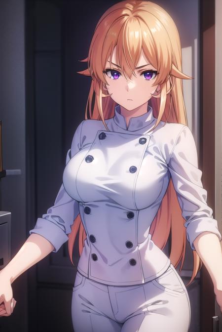 erinanakiri, <lora:erina nakiri s1-lora-nochekaiser:1>,
erina nakiri, long hair, orange hair, (purple eyes:1.1), hair between eyes, frown, angry,
BREAK pants, white pants, chef, long sleeves, sleeves rolled up,
BREAK indoors, kitchen,
BREAK looking at viewer, (cowboy shot:1.5),
BREAK <lyco:GoodHands-beta2:1>, (masterpiece:1.2), best quality, high resolution, unity 8k wallpaper, (illustration:0.8), (beautiful detailed eyes:1.6), extremely detailed face, perfect lighting, extremely detailed CG, (perfect hands, perfect anatomy),