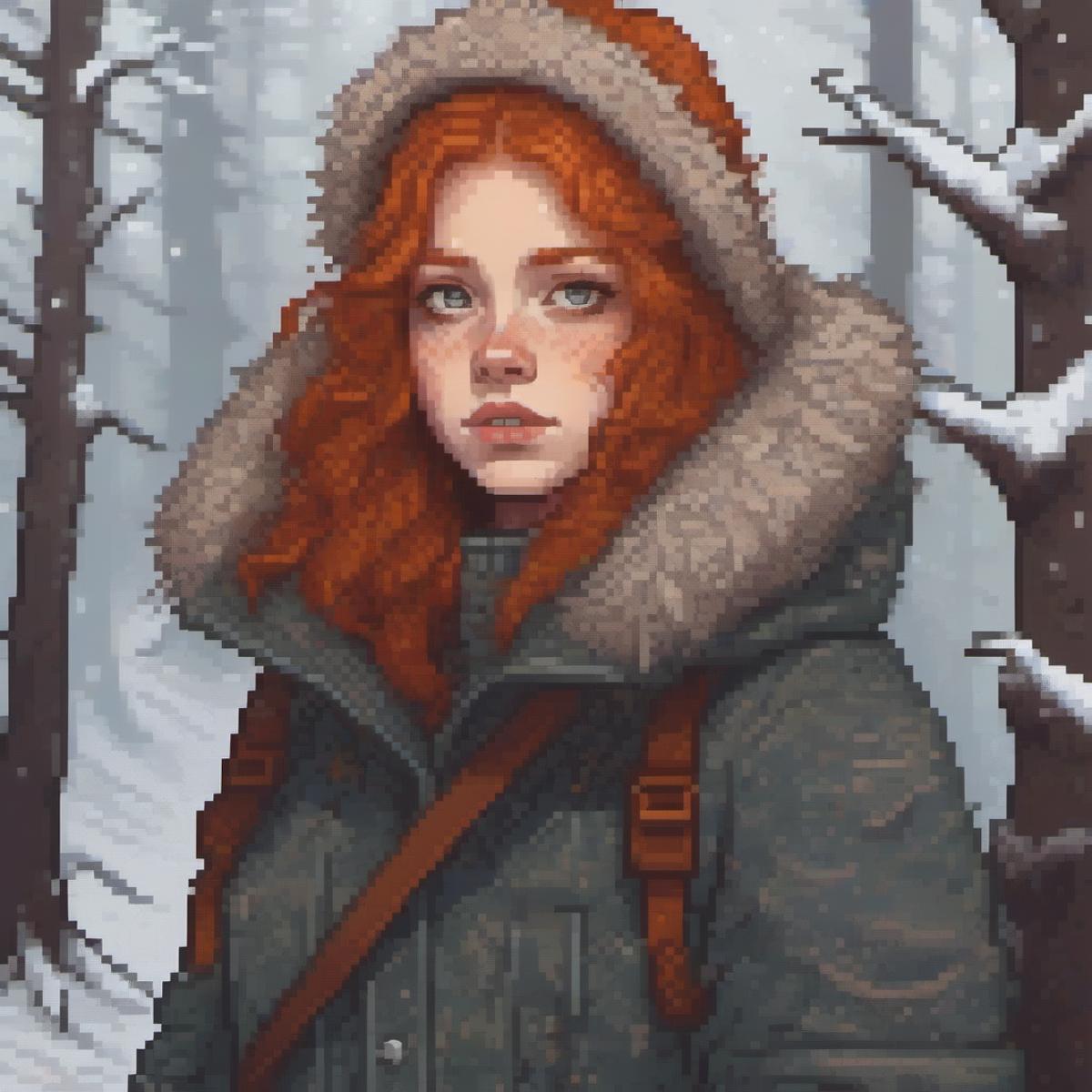 A woman wearing a winter coat and a backpack.