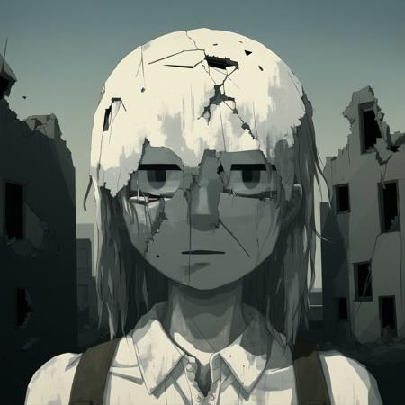 <lora:avo_rifl_08-02:1>


expressionless, empty eyes, post-apocalypse, crumbling city on background, portrait