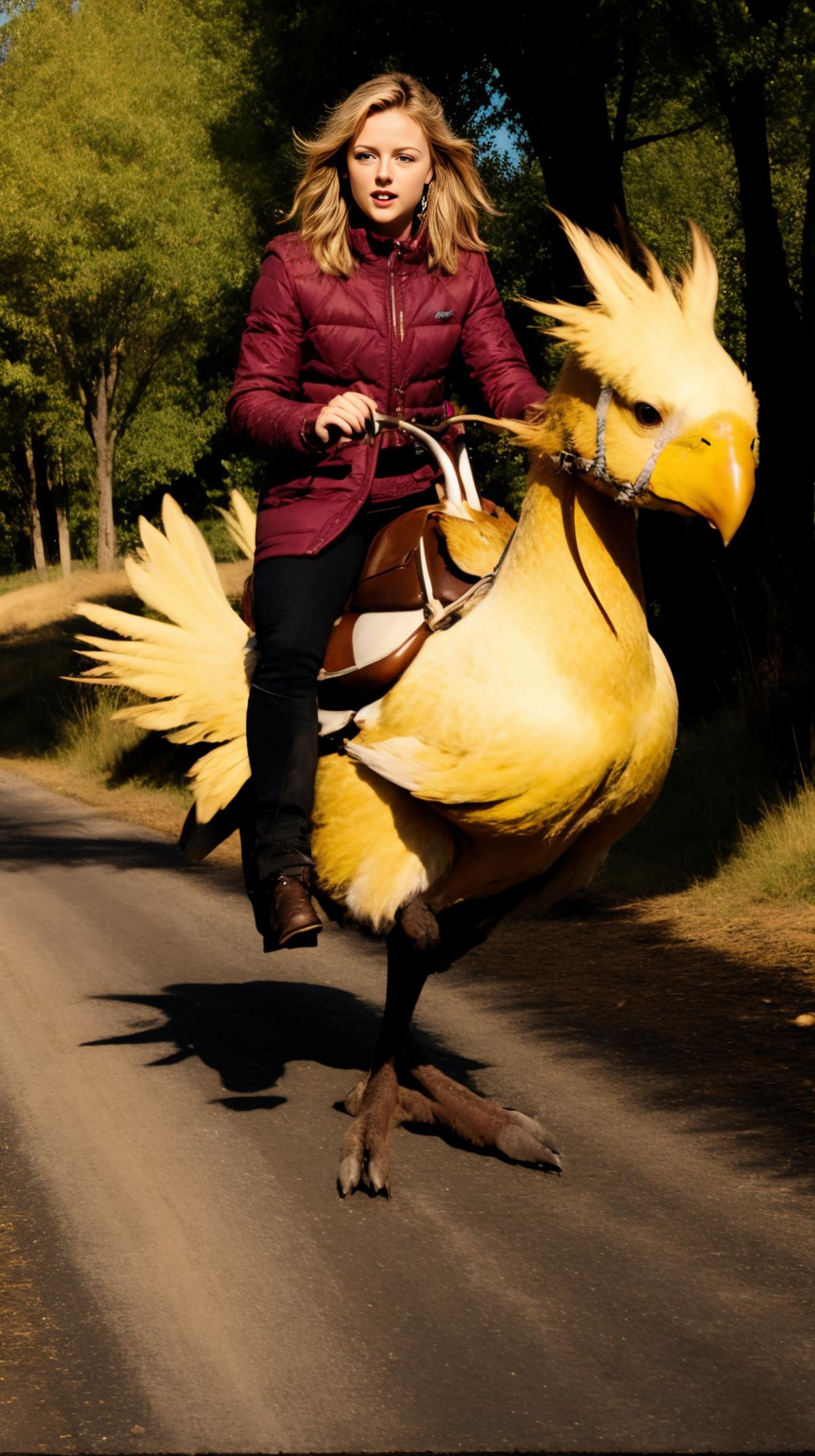 Chocobo Riding (Final Fantasy) LoRA image by mnemic