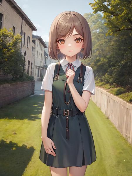 masterpiece, best quality, 1girl, solo, <lora:henp-4:1>, short_hair, pinafore_dress,