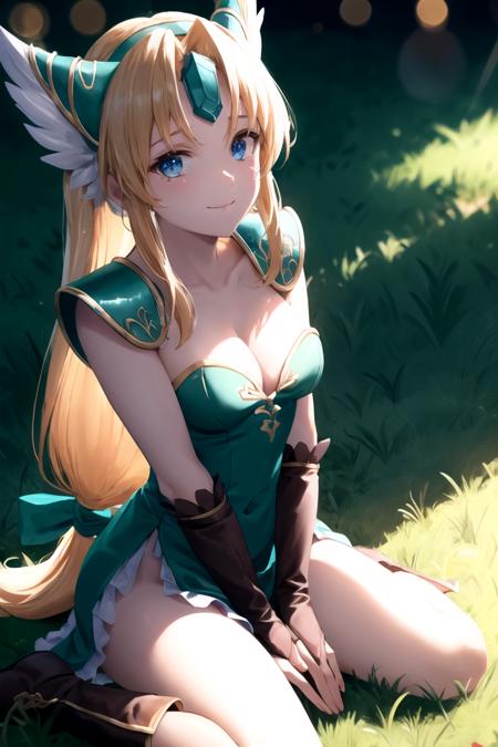 riesz, looking at viewer, smile, sitting, wariza, boots, closed mouth, tears, grass, green dress, gloves, bow, cleavage, jewelry, bridal gauntlets, armor, shoulder armor, (subsurface scattering:0.6), (ray traced:1.5), (depth of field:0.8), (bokeh:0.8), (god rays:0.8), (vivid colors:1.0), (cinematic hard lighting:0.9), (strong shadows:1.2), <lora:epi_noiseoffset2:1>
 <lora:Riesz:1>