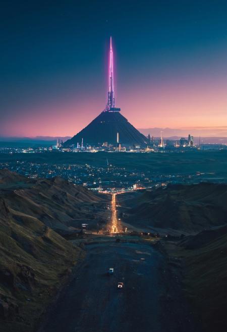 night cityscape, skyscrapers, huge docked spaceship in the horizon,Egyptian pyramids tall  as the sky, multi layered highways that circle the  city center ,  illuminated buildings, neon lights, urban skyline, futuristic, cyberpunk aesthetic, sunrise, atmospheric haze, street lamps, architectural lighting, high-rise towers, city glow, modern metropolis, dynamic composition, wide shot
BREAK
(Reynisfjara Beach is the most famous black sanded beach in Iceland and one of the most well-known in the whole world.:1.8)
BREAK
 ()Hyoer Realistic:2.0)Polaroid picture (Cyberpunk future theme:1.37) the Mill Mountain Star, is the world's largest freestanding illuminated man-made star. It was constructed at the top of Mill Mountain in Roanoke, Virginia
BREAK
()Hyoer Realistic:2.0)Polaroid picture an A realistic, sunlit landscape of rolling green hills with lush grass and wildflowers, reminiscent of Green Hill Zone from Sonic the Hedgehog. The scene features winding paths, scattered trees, and a clear blue sky with a few fluffy white clouds. (The terrain is gently sloping with some rocky outcrops and small streams:1.7). The overall atmosphere is serene and vibrant, capturing the essence of a picturesque countryside on a warm day