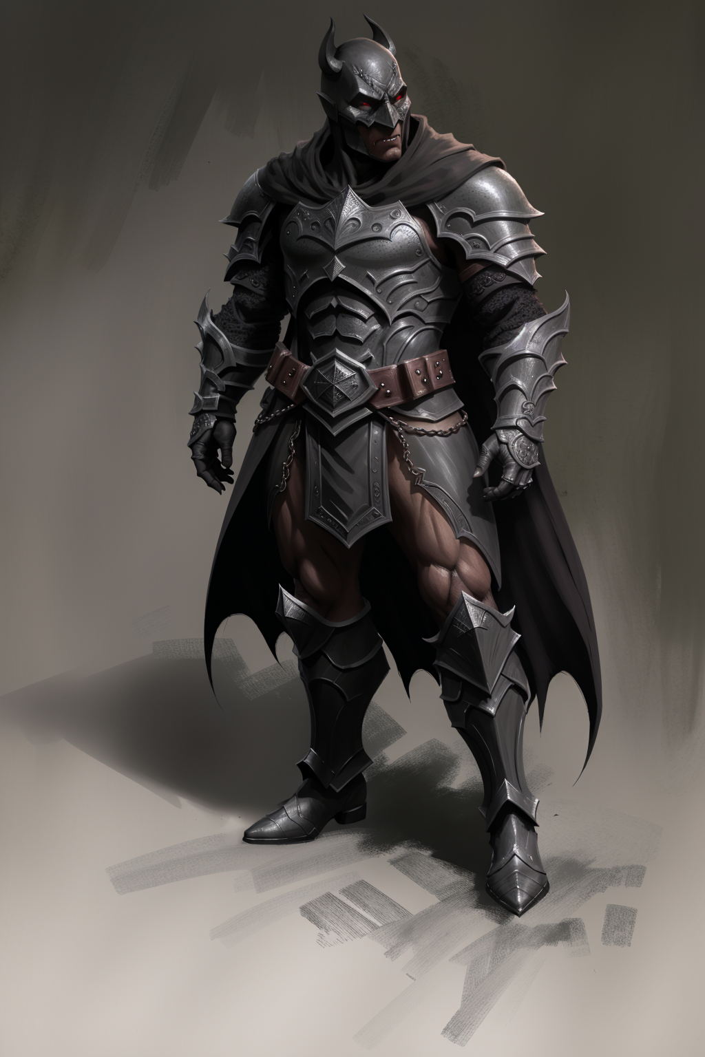 character sheet concept art of a dark knight grey background
(zrpgstyle) (masterpiece:1.2) (illustration:1.1) (best qualit...