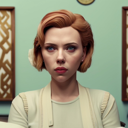 scarlett johansson, in the style of Wes Anderson, highly detailed, unreal engine, octane render, 8k