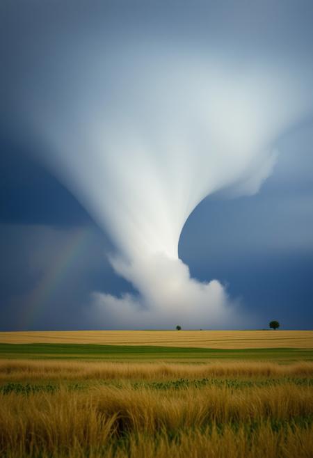 A huge tornado in the field