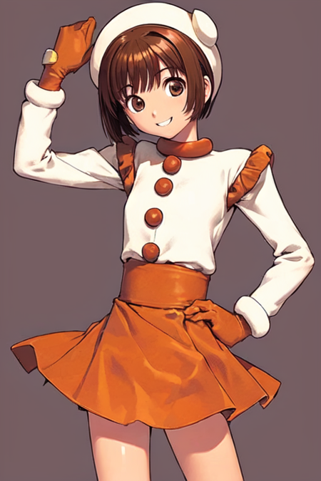 brown hair clara short hair mini skirt orange skirt