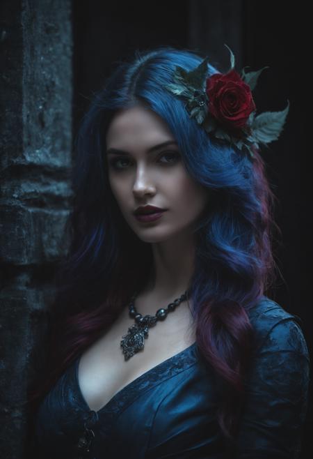 RAW photo, <lora:Anne Stokes CLIP1-000004:1>,Anne Stokes,., 8k uhd, dslr, soft lighting, high quality, film grain, Fujifilm XT3, <lora:Abstract Concept-Dark:0.0>,concept art,generative art,(dark,dark aura:1.1),ambient occlusion,blue,black,purple,dark red,low-key,
