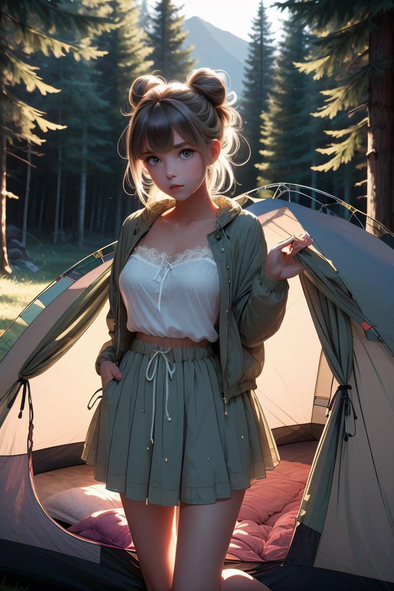 girl like campsite / camping tent / bonfire image by MarkWar