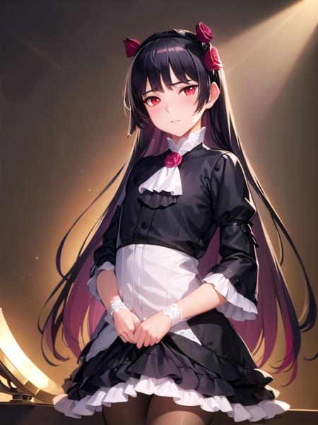 (NSFW:1.2),(ultra detailed),(masterpeace),(best quality),(photorealistic), beautiful lighting,CG,(colour:1.2),1girl, solo, day,park, <lora:kuroneko_oreimo_V1:1>,gokou ruri, black hair, long hair, straight hair,red eyes, black dress , black pantyhose, pumps,flower hair band