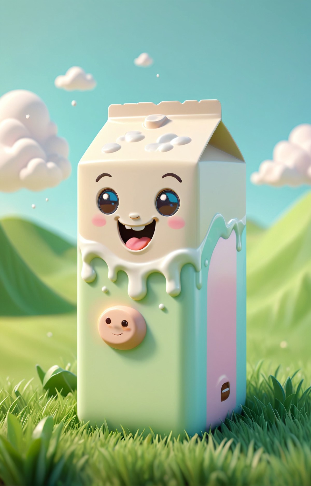 3d isometric, blender render, soft colorful-hued colors,  <lora:Smiling_Jellyfish_XL_Series:1> a tiny and cute carton of m...
