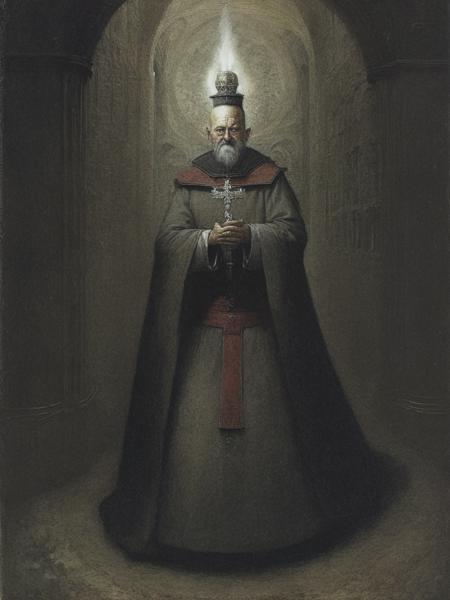 <lyco:SantiagoCaruso:1.0> happy priest, artwork by Santiago Caruso