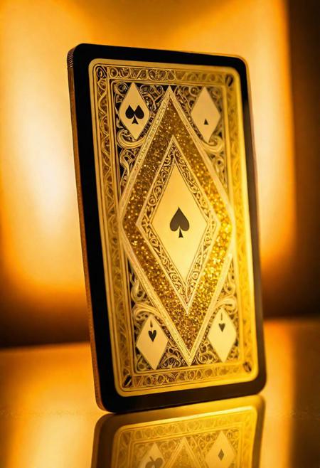 super realistic, glitter, extreme detailing, artistic look, a line of many metallic playing cards made from titanium sheets coated with gold and gold luminance, lustrous shiny,  intricate details, (floating upright in airt:1.2) on a smooth black mirror surface, reflections, volumetric lighting, 8k UHD, QHD, ultra-sharp, ultra-detailed, refraction, ray tracking, (((silhouette lighting, golden glow, royal quality, artistic touch)))