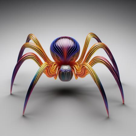 xians,<lora:xs_3:0.3>,A spider composed of flowing colored lines, with lines resembling light and realistic rendering