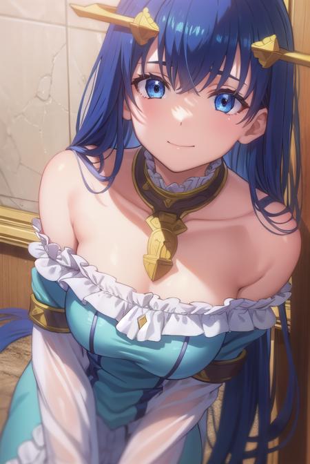 liaparaparaleazas, <lora:lia parapara leazas-lora-nochekaiser:1>,
lia parapara leazas, long hair, blue eyes, hair ornament, blue hair, smile,
BREAK dress, bare shoulders, frills, detached sleeves,
BREAK indoors, castle,
BREAK looking at viewer, (cowboy shot:1.5),
BREAK <lyco:GoodHands-beta2:1>, (masterpiece:1.2), best quality, high resolution, unity 8k wallpaper, (illustration:0.8), (beautiful detailed eyes:1.6), extremely detailed face, perfect lighting, extremely detailed CG, (perfect hands, perfect anatomy),