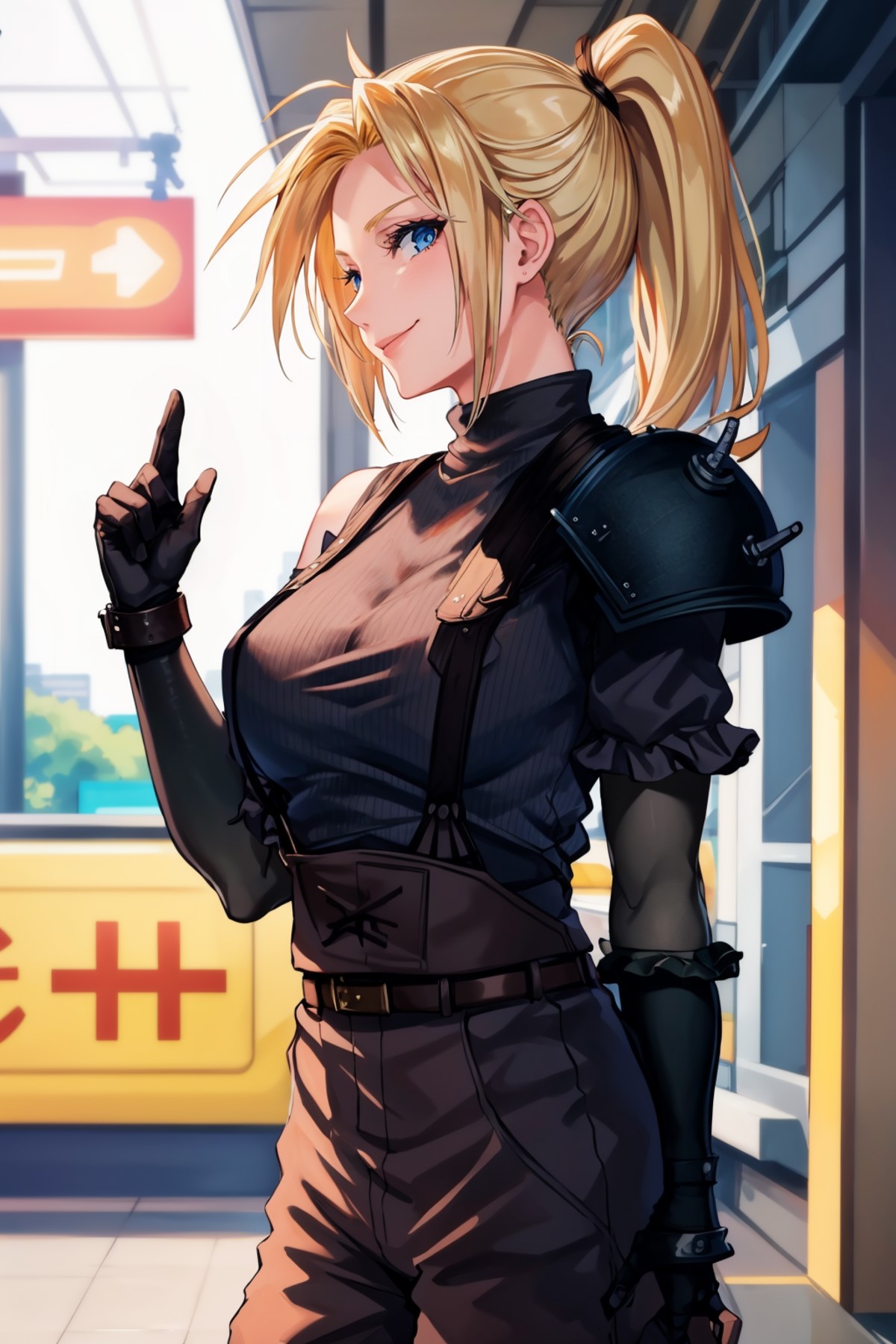 masterpiece, best quality, 1girl, solo <lora:ff7claudia-nvwls-v1-000009:0.8> ff7Claudia, ponytail, train station, large br...