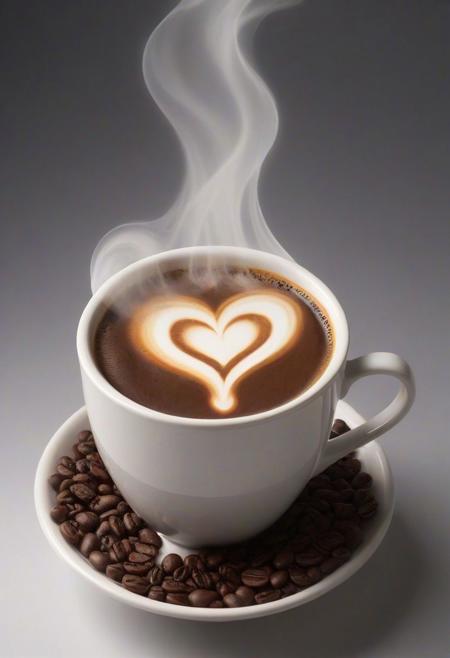 JuggernautNegative, In the realm of warmth and comfort, envision a cup brimming with steaming coffee, emitting aromatic tendrils that curl into the air. This sacred cup of understanding is not just a vessel for hot coffee but a visual poem, as falling hearts dance around it. The scene exudes love in motion, capturing the essence of a moment suspended in time. This beautiful artwork, inspired by Valentine Hugo, invites you to savor the blissful indulgence of a hot cup, whether it's coffee or perhaps even a cup of hot chocolate, in the company of enchanting emotions. 'd=%<D<*