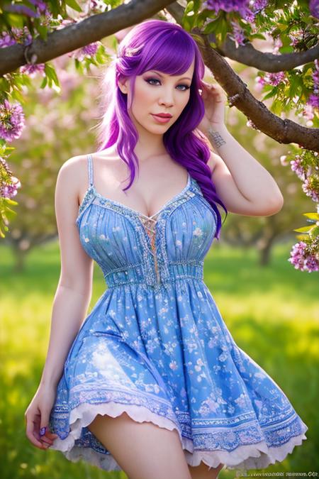 portrait of  DEN_shannyn_visceral wearing a dress in an orchard on a sunny day,
summer dress, floral dress, clothed, god rays, dust, lens flare,
masterpiece, high detail, detailed, photorealistic, beautiful eyes,