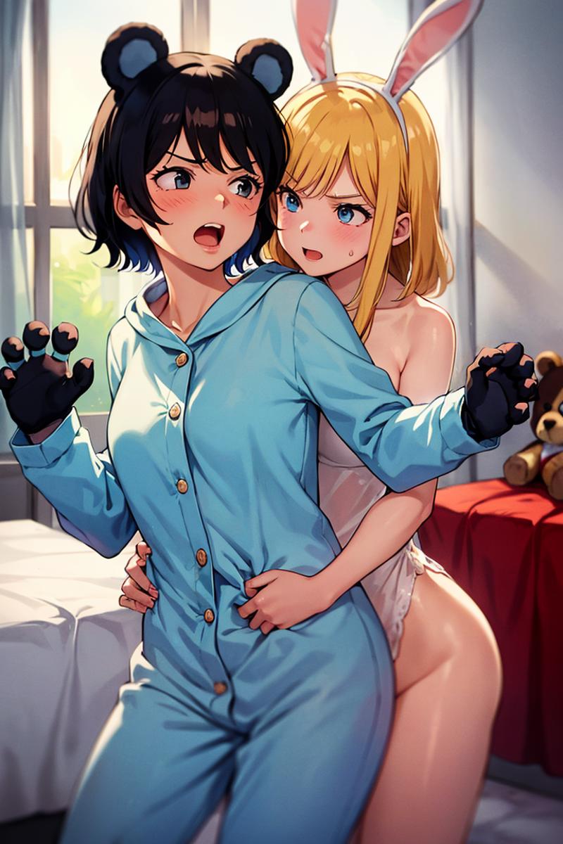 Yuri/lesbian breast grabbing\caressing (clothed) image by widkiz160