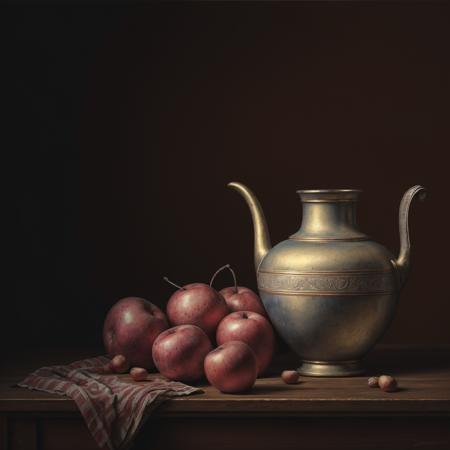 (masterpiece),(best quality),(still_life:1.3),no humans,simple background,old,realistic ,Rembrandt lights,
 8K, Ultra-HD,  hyper-realistic, vibrant, 8k, detailed, ultra detail, soothing tones, muted colors,
 <lora:KK_still_life_v2:0.8> 
Negative prompt: nsfw,EasyNegative,ng_deepnegative_v1_75t, (badhandv4:1.2),, nsfw,EasyNegative,ng_deepnegative_v1_75t, (badhandv4:1.2), (worst quality:2), (low quality:2), (normal quality:2), lowres, bad anatomy, bad hands, normal quality, ((monochrome)), ((grayscale)) watermark,
Steps: 50, Sampler: DPM++ 2M Karras, CFG scale: 7, Seed: 2501968001, Size: 512x512, Model hash: 4d91c4c217, Model: 6写实_lyriel_v15, Denoising strength: 0.6, Clip skip: 2, ENSD: 31337, Hires upscale: 2, Hires upscaler: 4x-UltraMix_Balanced