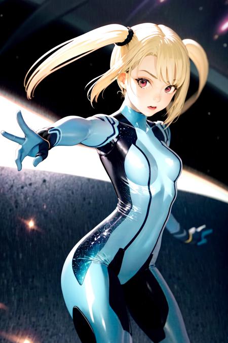 (masterpiece, best quality, absurdres:1.2), Cineria, <lora:Cineria-05:0.8>, dynamic pose, looking at viewer, space, galaxy, nebula, stars, zero suit,  <lora:zerosuit-nvwls-v1-final:1>