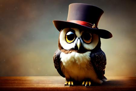 an adorable owl wearing a top hat