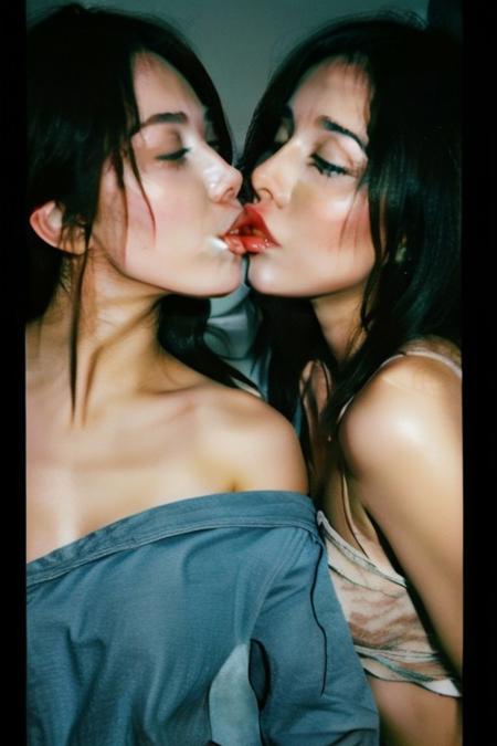 too cute to be true, mature woman,  close-up, messy hair, (nip slip:0.2), baggy clothes, armpit, full body, natural, no makeup, looking at viewer, finger on her lips, (((two men and one woman))) (((men kissing woman))) , threesome, (((two men)))
