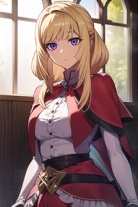 kudeliaainabernstein, <lyco:kudeliaLYCORIStest:1>,
kudelia aina bernstein, (purple eyes:1.1), long hair, blonde hair, bangs, blunt bangs,
BREAK gloves, dress, red dress, white gloves, capelet, gown, red gown, apricot, black apricot,
BREAK looking at viewer,
BREAK indoors,
BREAK <lora:GoodHands-vanilla:1>, (masterpiece:1.2), best quality, high resolution, unity 8k wallpaper, (illustration:0.8), (beautiful detailed eyes:1.6), extremely detailed face, perfect lighting, extremely detailed CG, (perfect hands, perfect anatomy),