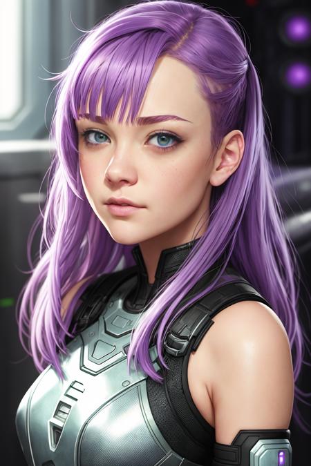 scifi RPG character portrait purple hair bangs corridor
(masterpiece:1.4) (best quality:1.4) (8k) (HDR) (wallpaper) (cinematic lighting) (sharp focus) (intricate) (SashaNobodySD15:1.0) Style-HyperV6