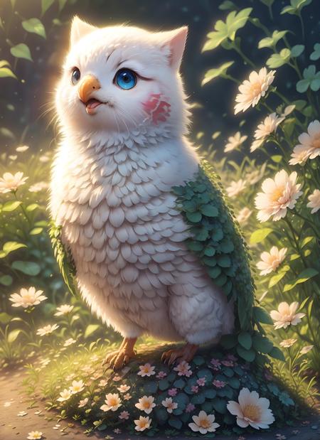 1 colorful bird, <lora:supercutecat_10:0.6>