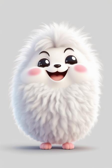 <lora:Cute Animals:1>Cute Animals - cute very fluffy oval shaped mascot animal with smiley face on white background