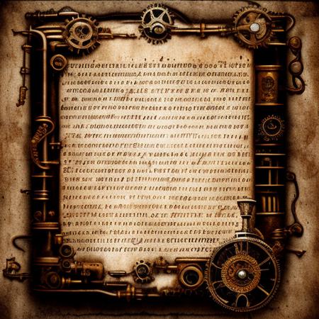 (manuscriptai)++, a ancient manuscript page, steampunk style