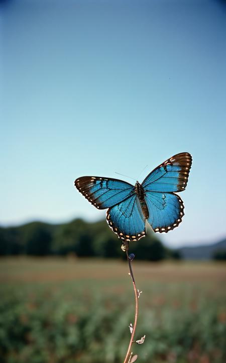 analog film photo blue butterfly, , masterpiece, best quality, sunbeam,  . faded film, desaturated, 35mm photo, grainy, vignette, vintage, Kodachrome, Lomography, stained, highly detailed, found footage